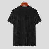 Sort Afslappet T shirt i velour med rund hals og korte ærmer til mænd