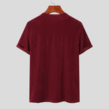 Dyb rød Afslappet T shirt i velour med rund hals og korte ærmer til mænd