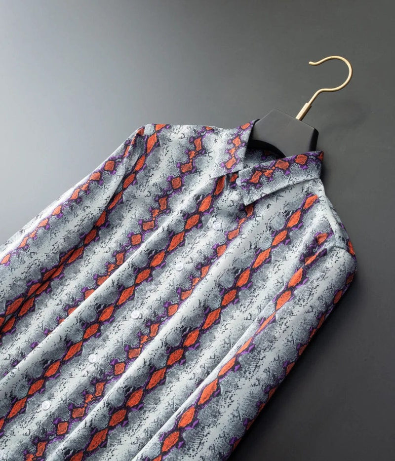 Vintage stribet herreskjorte - slangeskindsmønster 