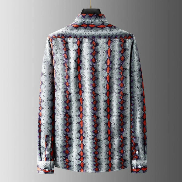 Vintage stribet herreskjorte - slangeskindsmønster 